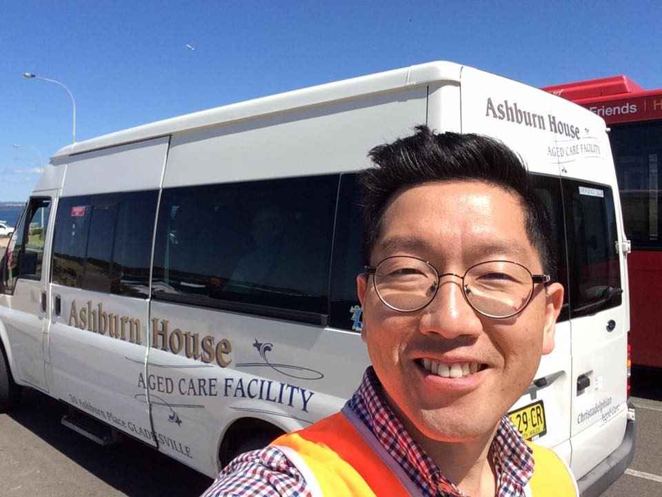 SeungJae volunteers as a bus driver at Ashburn House in Gladesville.