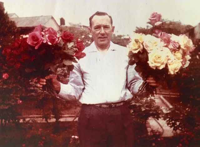 Ted with his roses.